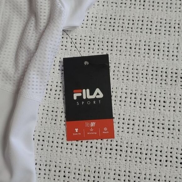 Fila Sport SlimFit Wicking Mesh Vented Short Sleeve White Athletic Sz. XS Shirt - Picture 6 of 9